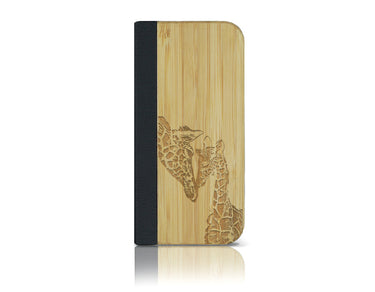Coque à rabat pour iPhone 13 Pro, maman girafe